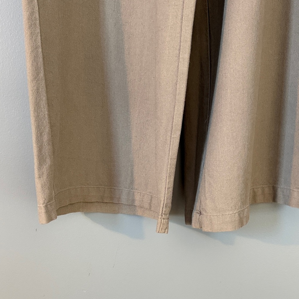 Tan Wide-Leg Cargo Pants Cotton Linen Size Large Wicked Nice - Picture 4 of 12